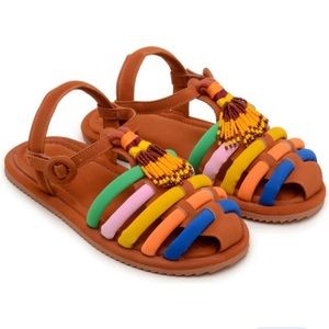 NIB FARM Rio Rainbow Caramel Beaded Sandals
